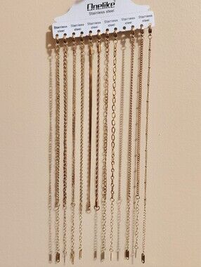 Onelike Stainless Steel Gold Tone Layered Chain Bracelet Set